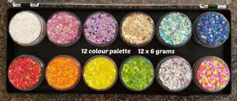 Fairy Snuff glitter paste combo palette Essential/Brights 12 x 6gm