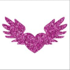 Glitter tattoo stencils - Heart with wings - 5pcs